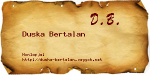 Duska Bertalan névjegykártya